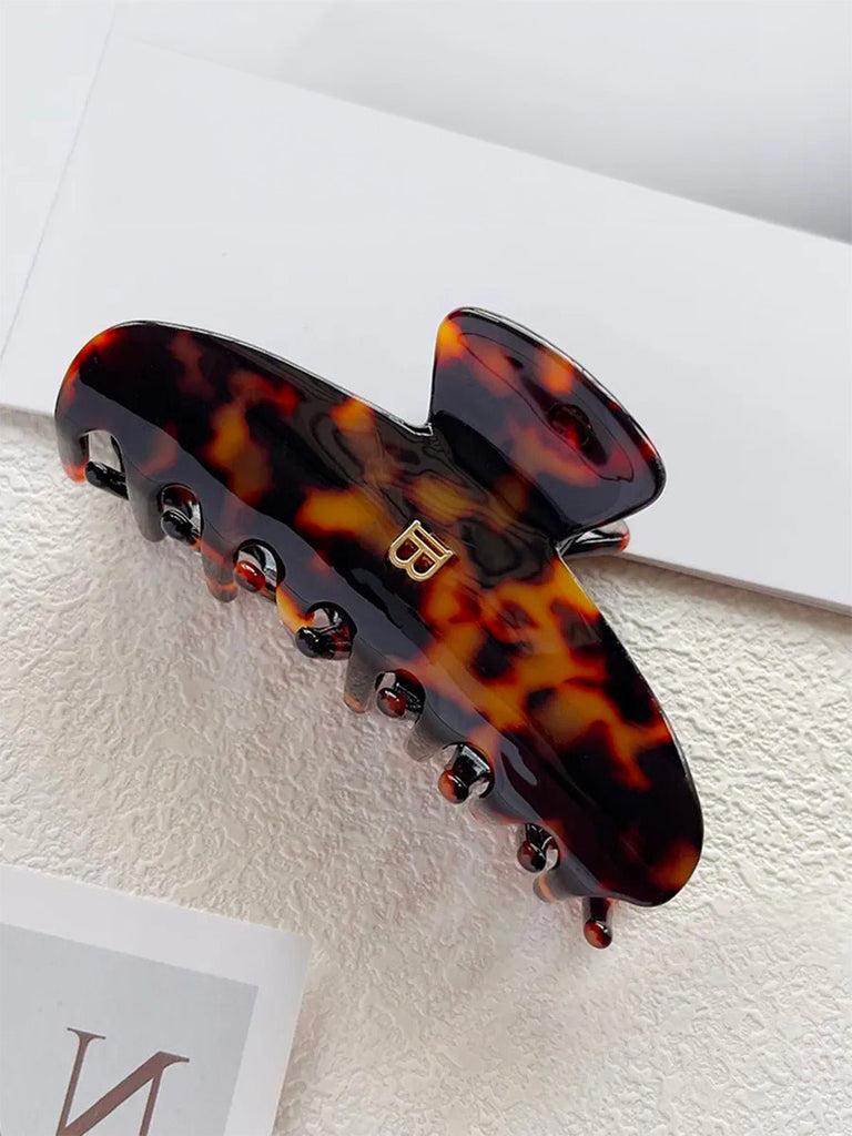 Pince à cheveux femme, clip crabe acétate, grand modèle résistant, maintien cheveux épais, design écaille, modèle Béssine - Pince à cheveux - Noir