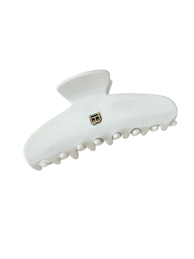Pince à cheveux femme, clip crabe acétate, grand modèle résistant, maintien cheveux épais, design écaille, modèle Béssine - Pince à cheveux - Blanc