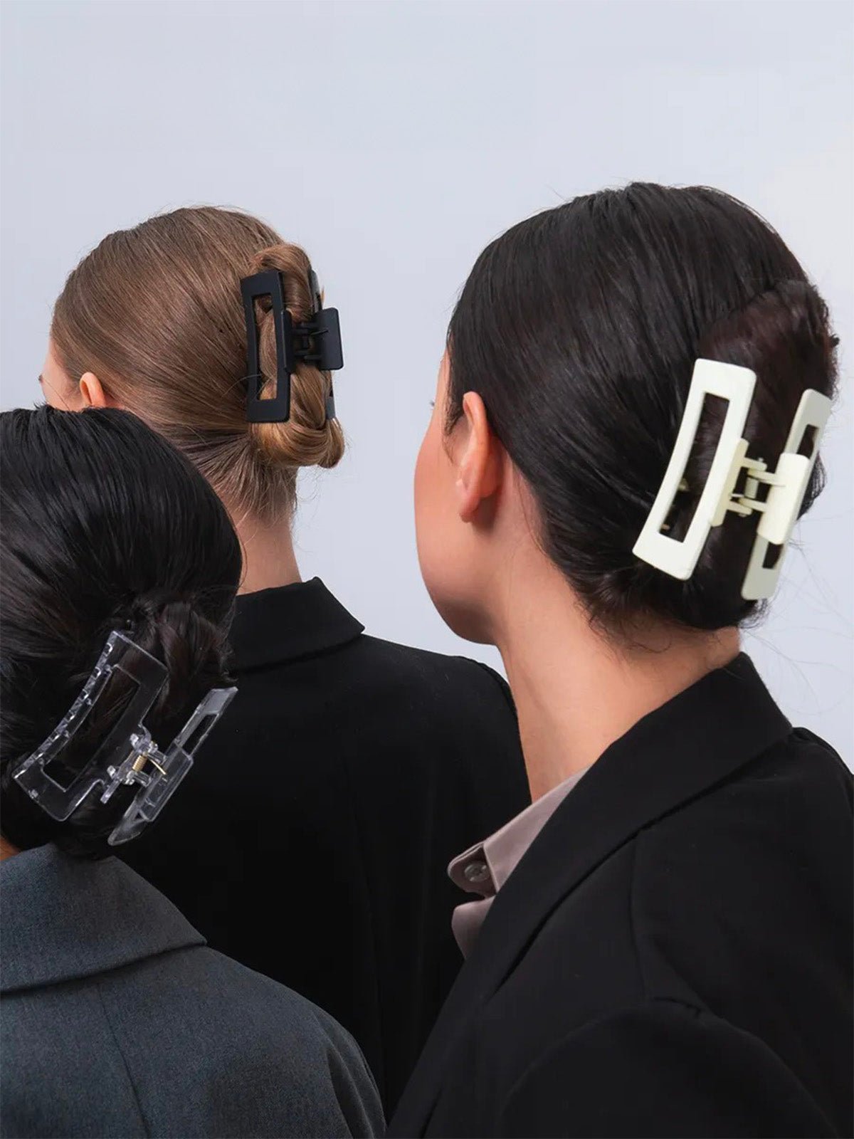 Pince à cheveux femme, crabe cheveux grand format, clip cheveux plastique solide, barrette cheveux rectangulaire, maintien fort cheveux épais, modèle Ava - Pince à cheveux - Noir