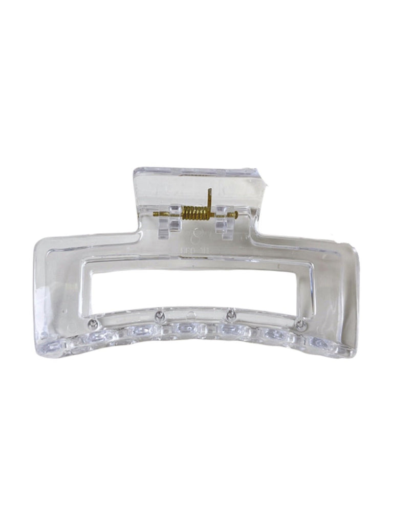 Pince à cheveux femme, crabe cheveux grand format, clip cheveux plastique solide, barrette cheveux rectangulaire, maintien fort cheveux épais, modèle Ava - Pince à cheveux - Translucide