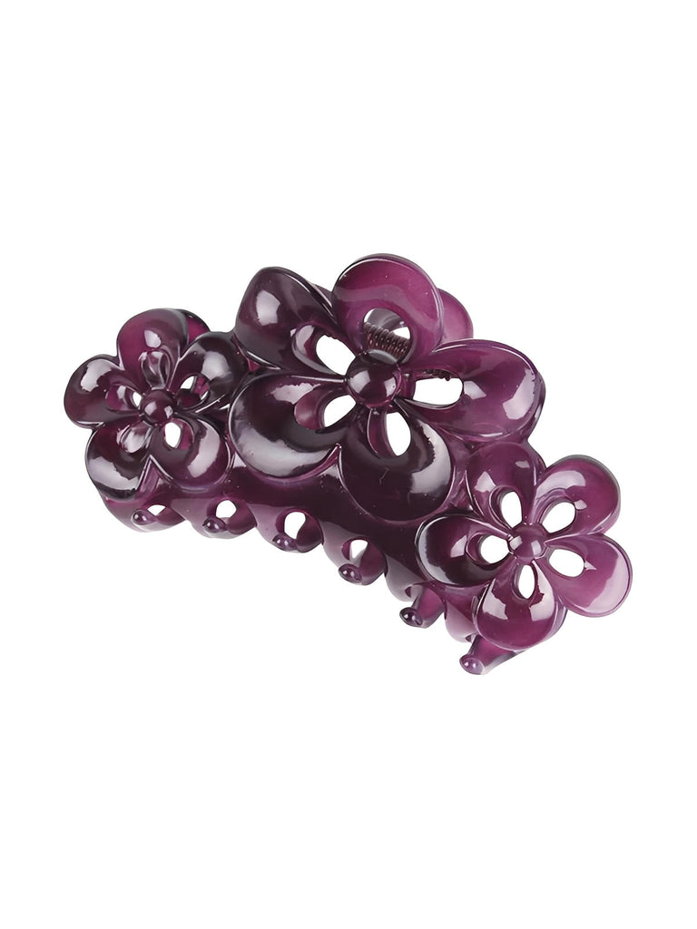 Pince à cheveux fleur, grande pince crabe, marron, accessoire cheveux femme, clip solide, coiffure quotidienne, pince florale élégante, modèle Astide - Pince à cheveux - Violet