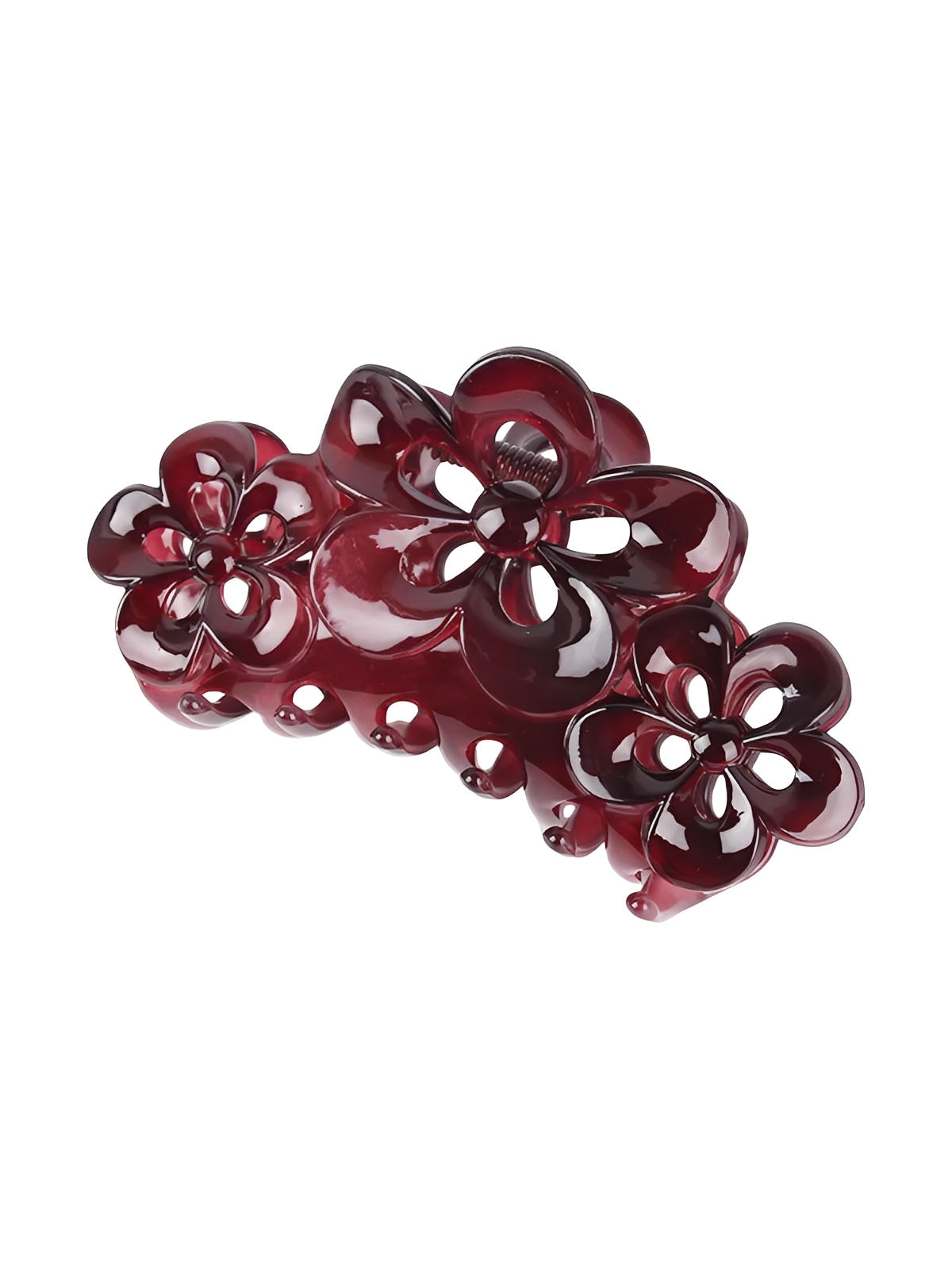 Pince à cheveux fleur, grande pince crabe, marron, accessoire cheveux femme, clip solide, coiffure quotidienne, pince florale élégante, modèle Astide - Pince à cheveux - Bordeaux