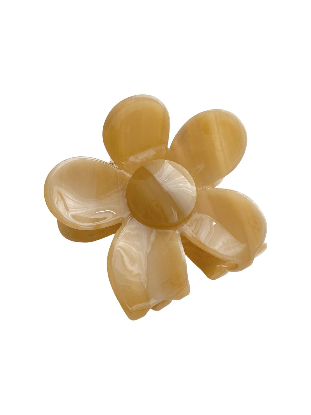 Pince à cheveux fleur, pince crabe acétate, accessoire cheveux femme, pince marron, pince cheveux design, modèle Xude - Pince à cheveux - Jaune