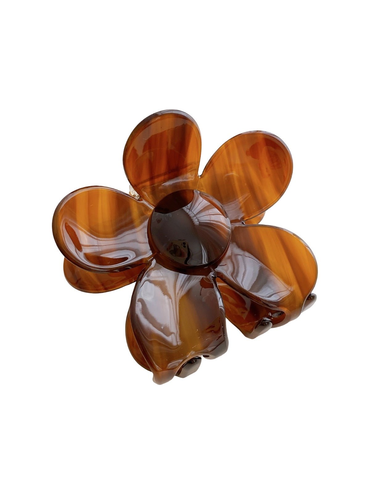 Pince à cheveux fleur, pince crabe acétate, accessoire cheveux femme, pince marron, pince cheveux design, modèle Xude - Pince à cheveux - Marron