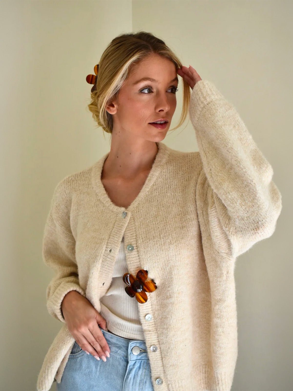 Pince à cheveux fleur, pince crabe acétate, accessoire cheveux femme, pince marron, pince cheveux design, modèle Xude - Pince à cheveux - Marron