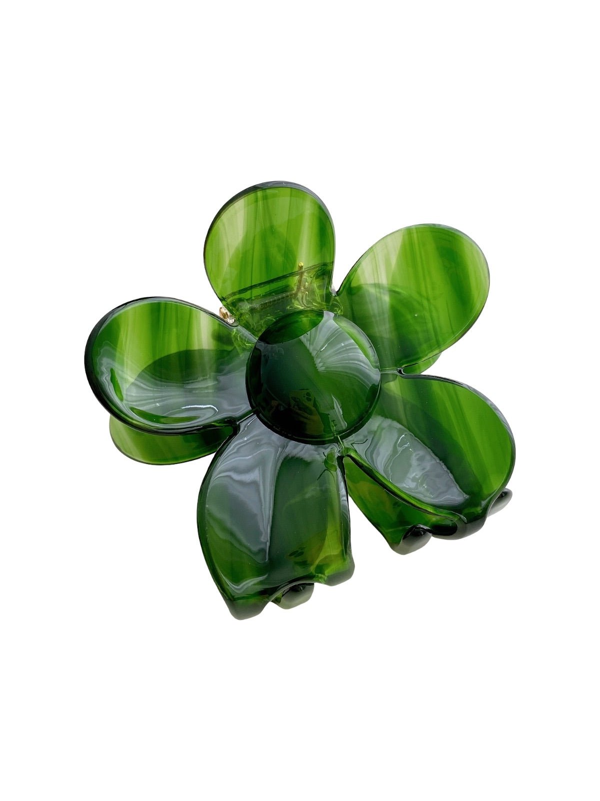 Pince à cheveux fleur, pince crabe acétate, accessoire cheveux femme, pince marron, pince cheveux design, modèle Xude - Pince à cheveux - Vert