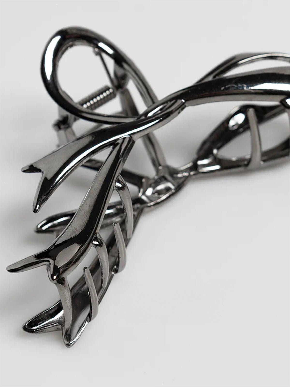 Pince à cheveux métal, pince crabe femme, accessoire cheveux nœud, pince coiffure cheveux longs, pince solide brillante, modèle Mina - Pince à cheveux - Argent