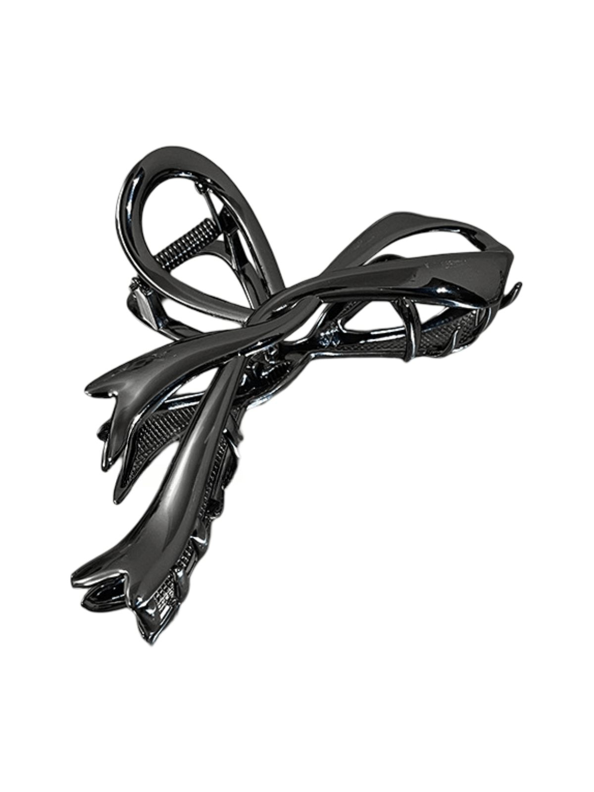 Pince à cheveux métal, pince crabe femme, accessoire cheveux nœud, pince coiffure cheveux longs, pince solide brillante, modèle Mina - Pince à cheveux - Noir