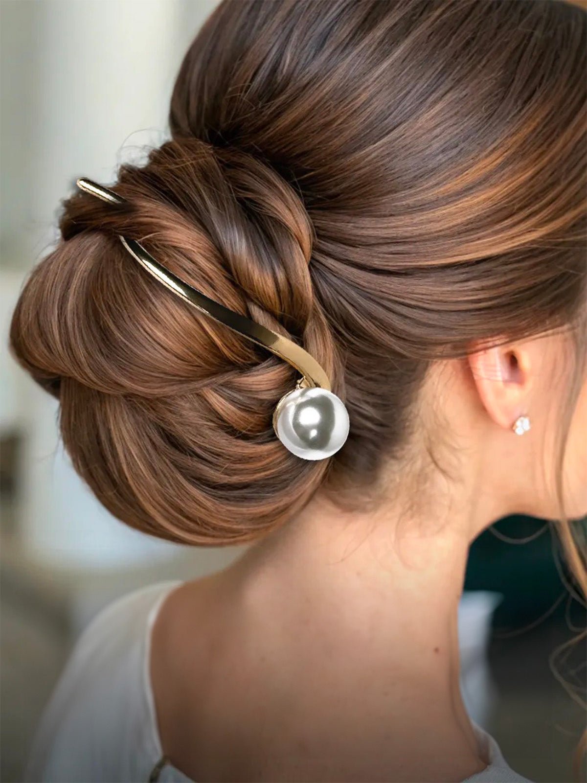 Pince à cheveux métal, pince dorée perle, accessoire cheveux style asiatique, pince coiffure chic, bon maintien, modèle Kirme - Pince à cheveux - Or