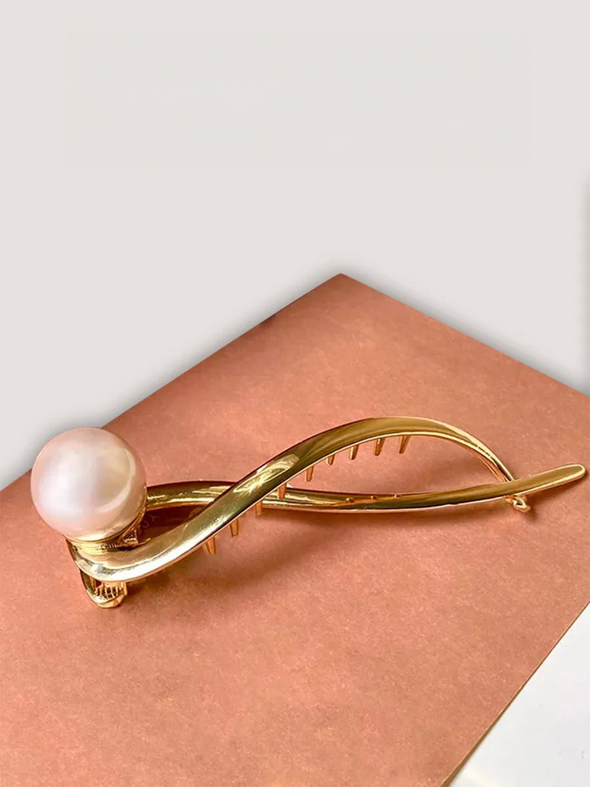 Pince à cheveux métal, pince dorée perle, accessoire cheveux style asiatique, pince coiffure chic, bon maintien, modèle Kirme - Pince à cheveux - Or