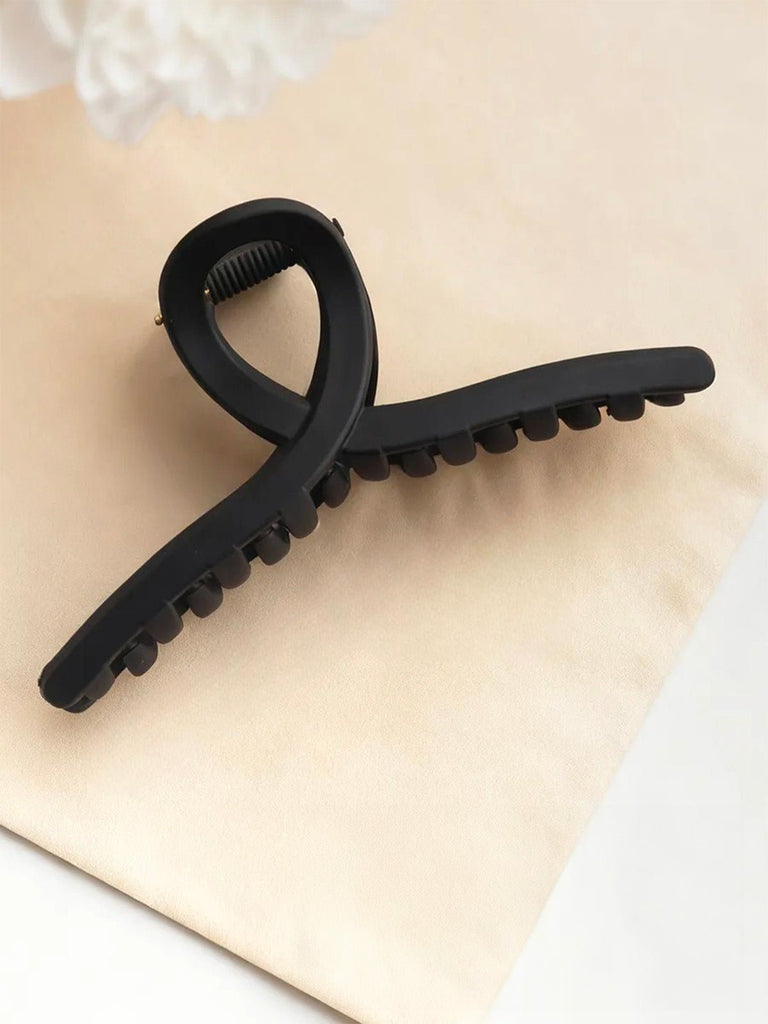 Pince à cheveux noir mat, grand clip crabe plastique, maintien solide cheveux épais, coiffure rapide femme, modèle Malissa - Pince à cheveux - Noir