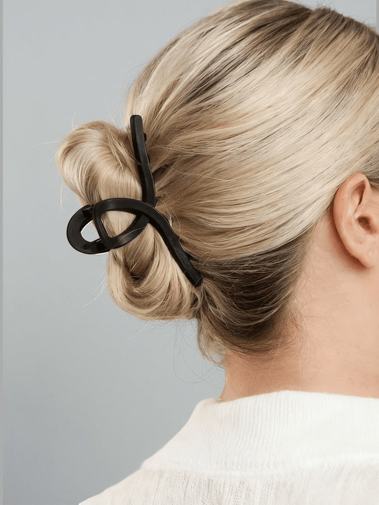 Pince à cheveux noir mat, grand clip crabe plastique, maintien solide cheveux épais, coiffure rapide femme, modèle Malissa - Pince à cheveux - Noir