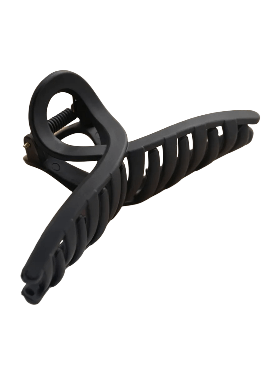 Pince à cheveux noir mat, grand clip crabe plastique, maintien solide cheveux épais, coiffure rapide femme, modèle Malissa - Pince à cheveux - Noir