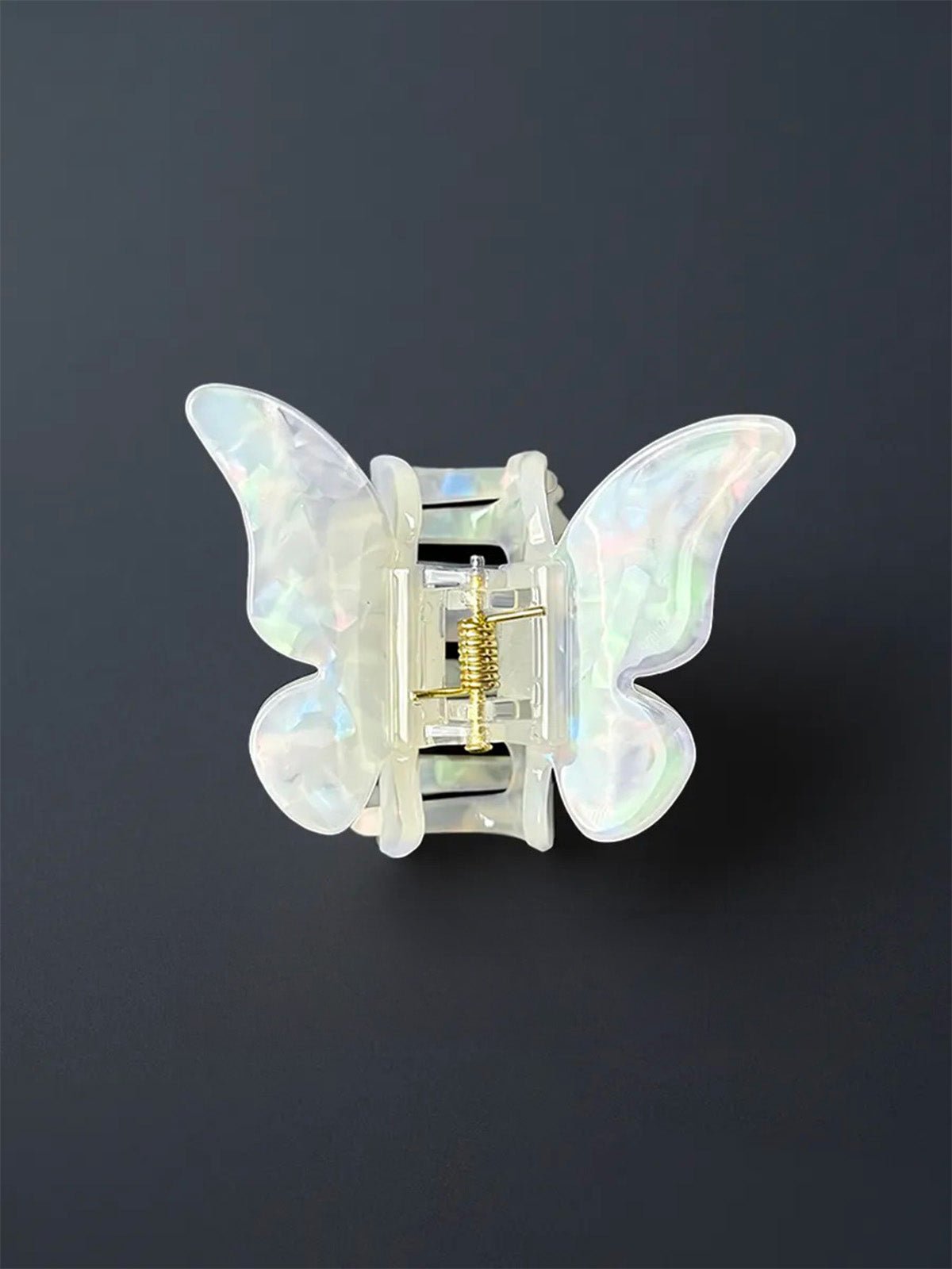 Pince à cheveux papillon en acétate nacré, accessoire coiffure femme solide et lumineux pour un maintien parfait, modèle Ziza - Pince à cheveux - Blanc