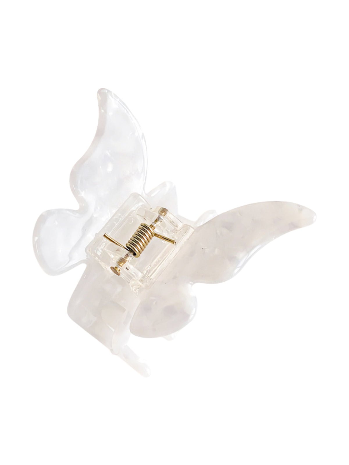 Pince à cheveux papillon en acétate nacré, accessoire coiffure femme solide et lumineux pour un maintien parfait, modèle Ziza - Pince à cheveux - Blanc