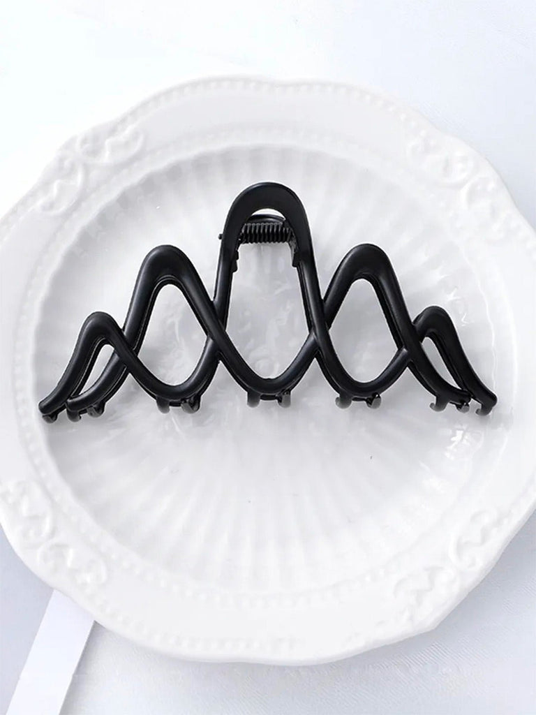 Pince à cheveux vague, pince crabe métal, grand accessoire cheveux, pince solide femme, coiffure chic, modèle Skilne - Pince à cheveux - Noir