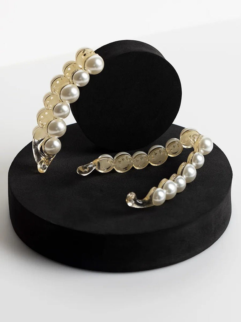 Pince banane perles, pince cheveux nacrée, accessoire coiffure femme, pince cheveux longs, pince cheveux épais, modèle Lorime - Pince à cheveux - Or