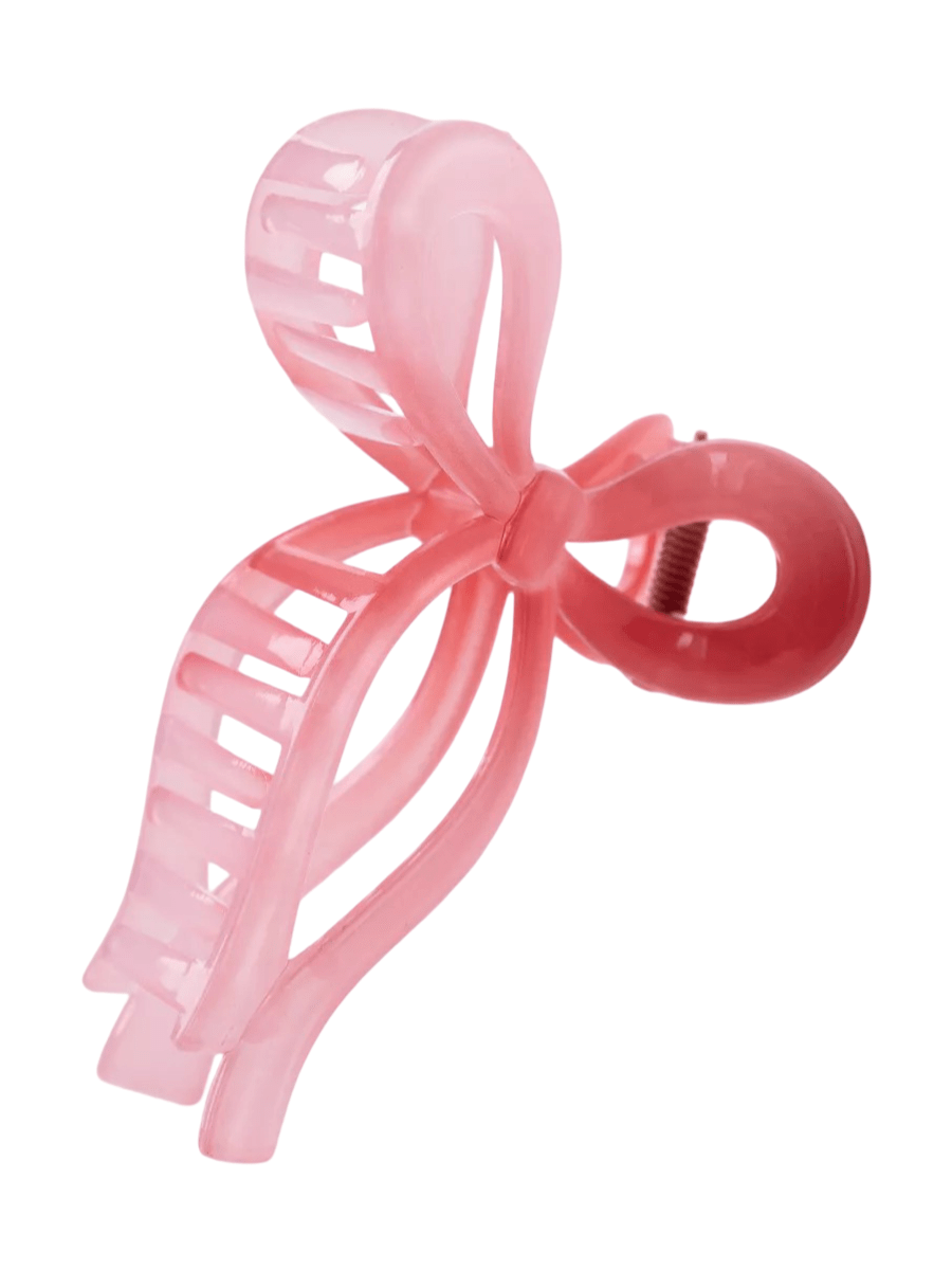 Pince crabe cheveux, pince nœud rose, pince cheveux résine, pince cheveux grand format, accessoire coiffure femme, modèle Rosa - Pince à cheveux - Rose