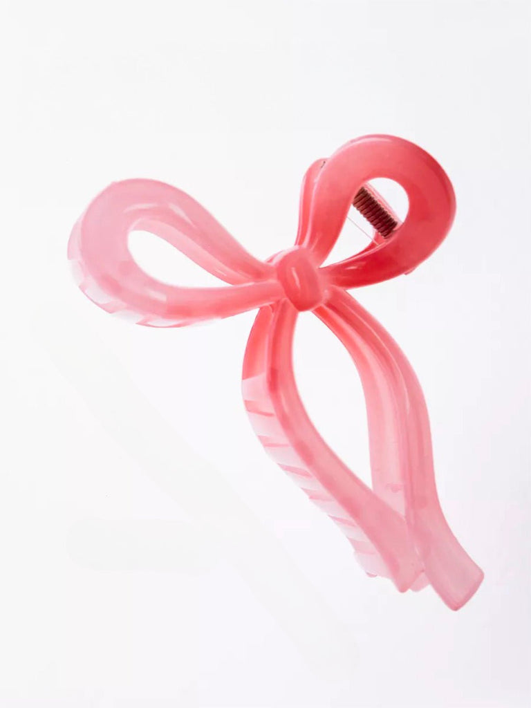 Pince crabe cheveux, pince nœud rose, pince cheveux résine, pince cheveux grand format, accessoire coiffure femme, modèle Rosa - Pince à cheveux - Rose