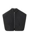 Châle matelassé noir, cape d’hiver à capuche, poncho long zippé, manteau léger femme, chaleur douce, style urbain, modèle Idale