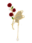Pince à cheveux papillon doré, pince crabe fleurs rouges, pince cheveux strass et perles, pince cheveux mariage femme, accessoire coiffure chic, modèle Clochette