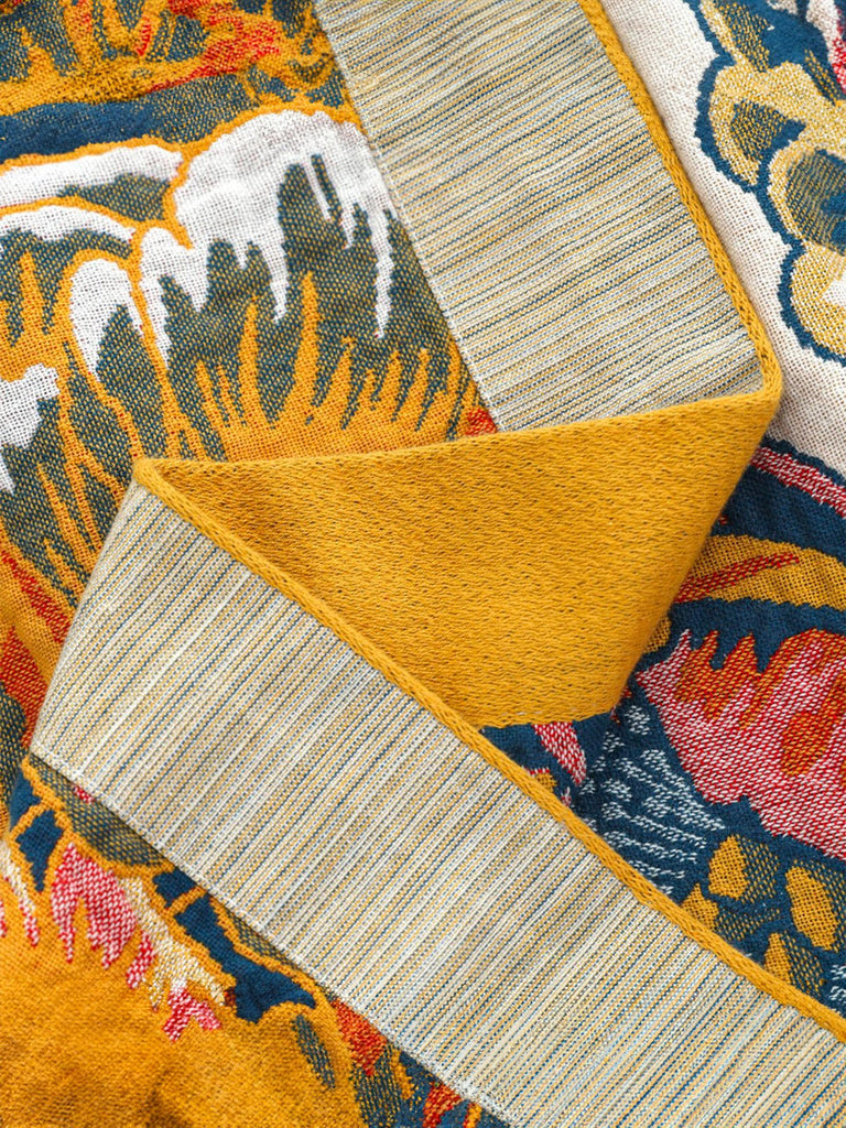 Plaid coton floral, couverture respirante, jeté de lit double, motif botanique coloré, tissu doux 5 couches, gaze de coton, modèle Sorenz - Multicolore 200 x 230 cm