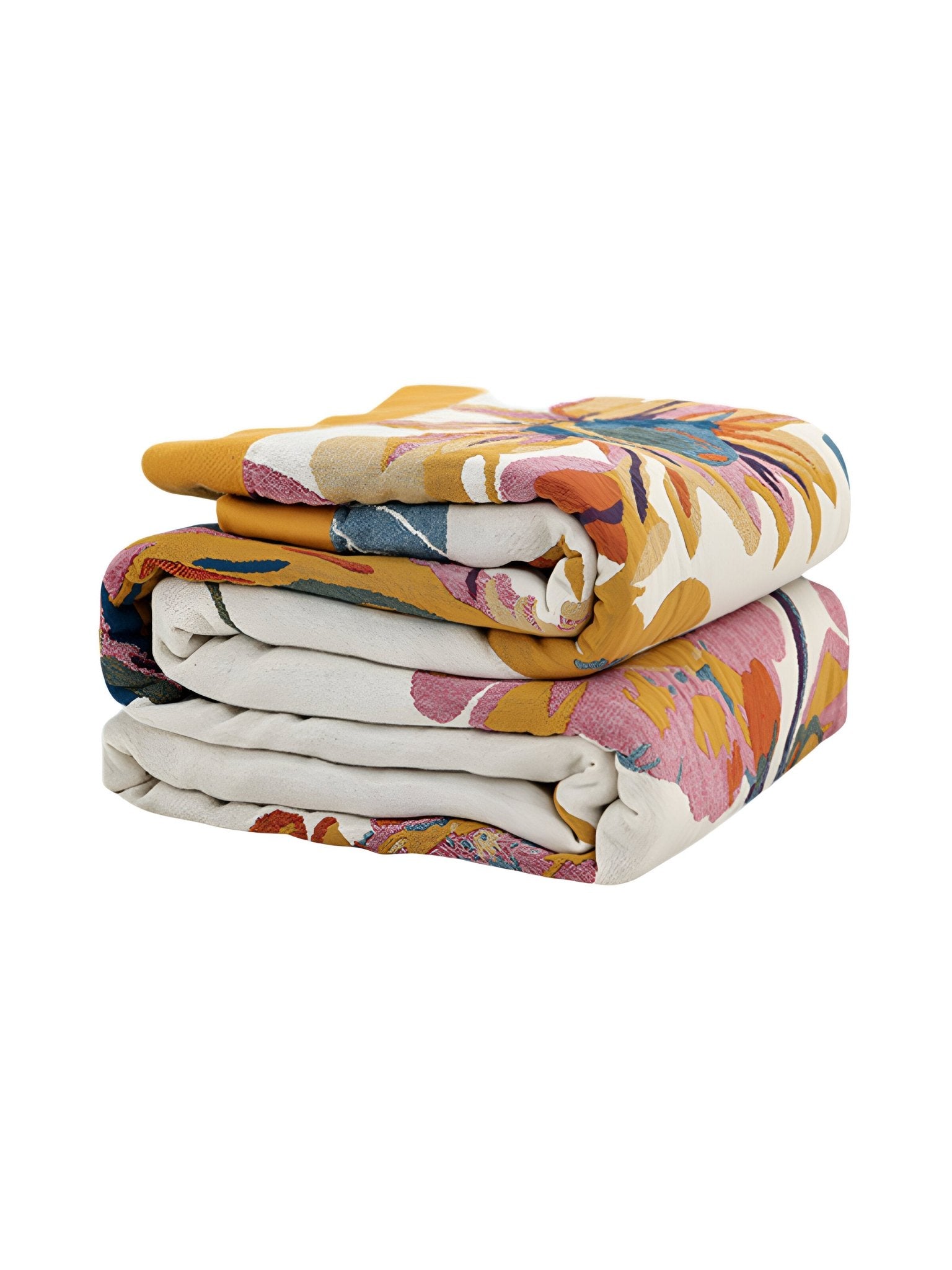 Plaid coton léger, couverture fleurie, jeté de lit coloré, plaid d’été, couverture décorative, modèle Tyrel - Multicolore 150 x 200 cm