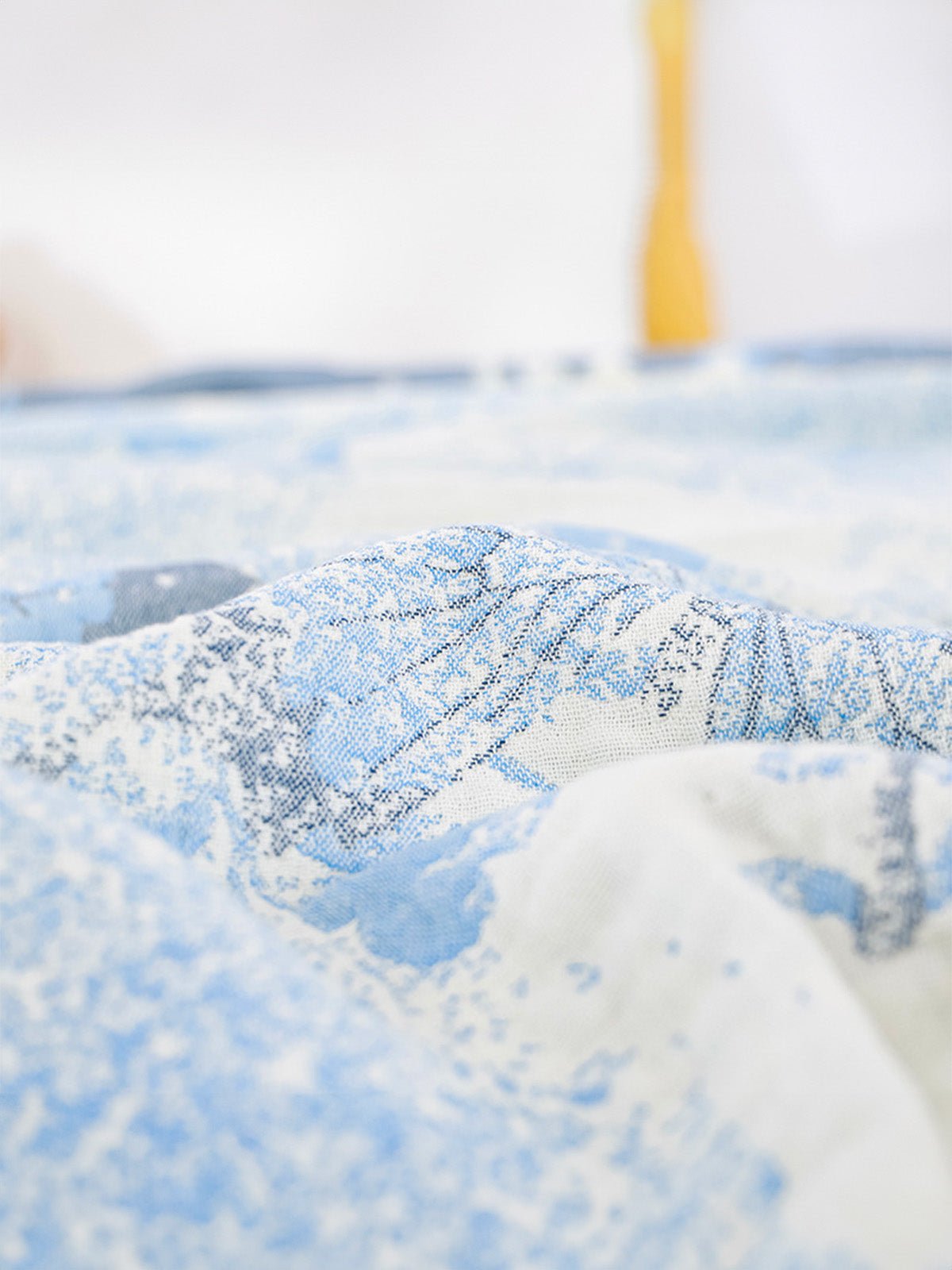 Plaid coton papillons bleus, jeté de lit, couverture légère, tissu respirant, douceur estivale, modèle Sélio - Bleu 200 x 230 cm