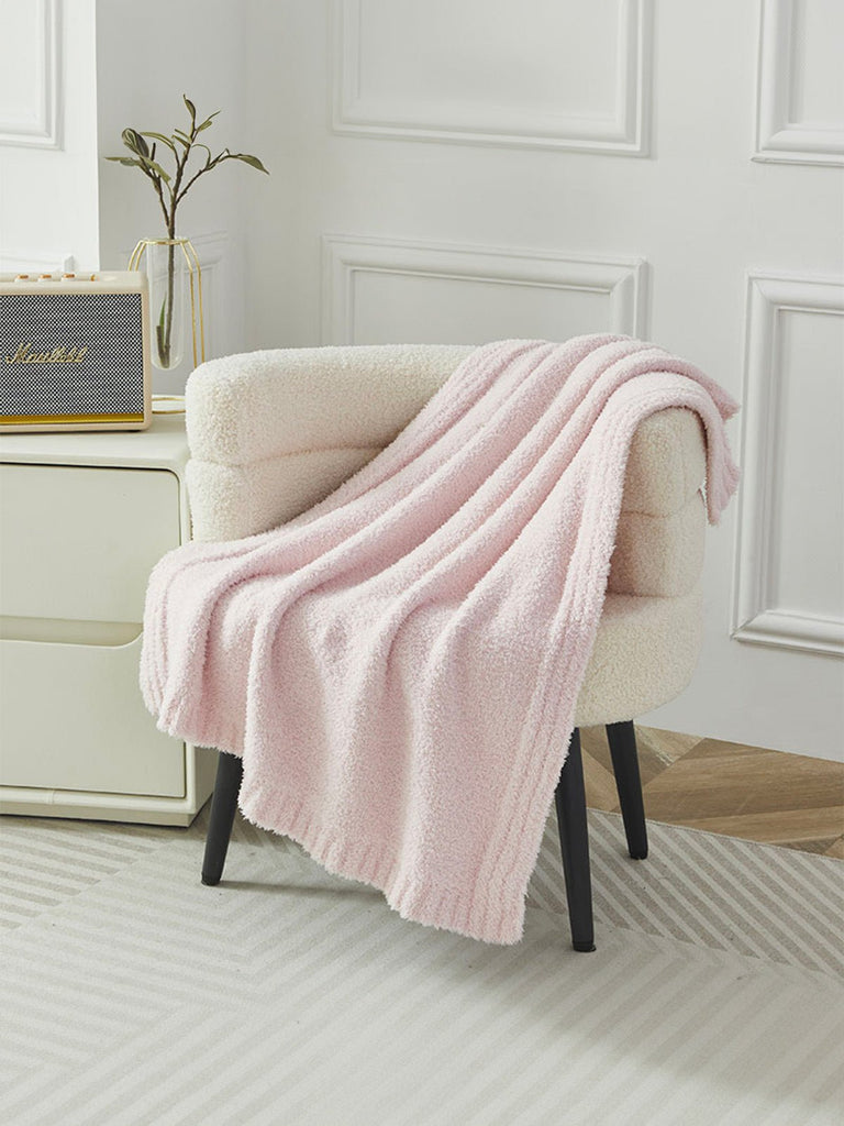 Plaid doux bébé, plaid blanc, plaid rose, plaid bleu ciel, plaid moelleux, plaid 80x100, modèle Zya - Rose clair