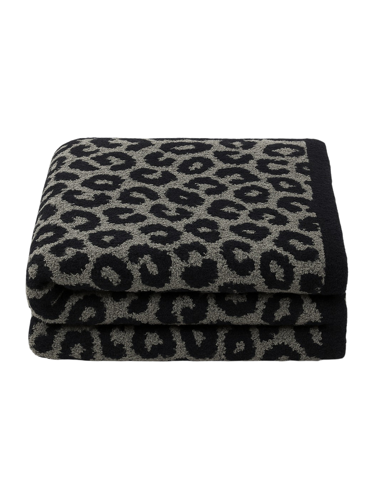 Plaid léopard noir gris, couverture chaude canapé, plaid doux pour salon, jeté de lit cosy, couverture design animalier, Yano - Noir et gris
