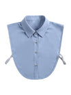 Plastron chemise femme, faux col amovible, col classique boutonné, accessoire sous pull, style raffiné, modèle Ozine - Plastron - Bleu