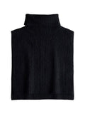 Plastron tricoté femme, col montant, fausse encolure chaude, accessoire hiver, cache - cou maille douce, style sobre et confortable, modèle Gise - Plastron - Noir