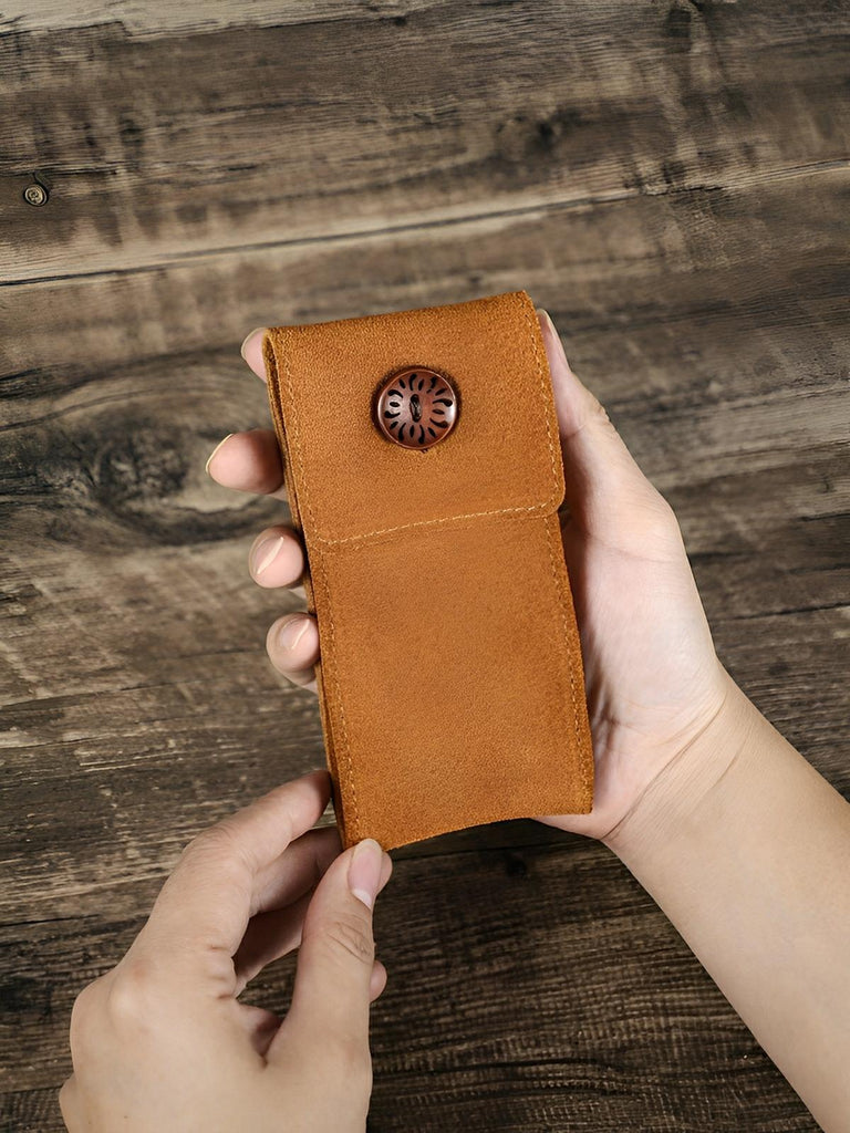 Pochette à montres, en cuir, rangement idéal, modèle Arsénius - Coffret - Camel