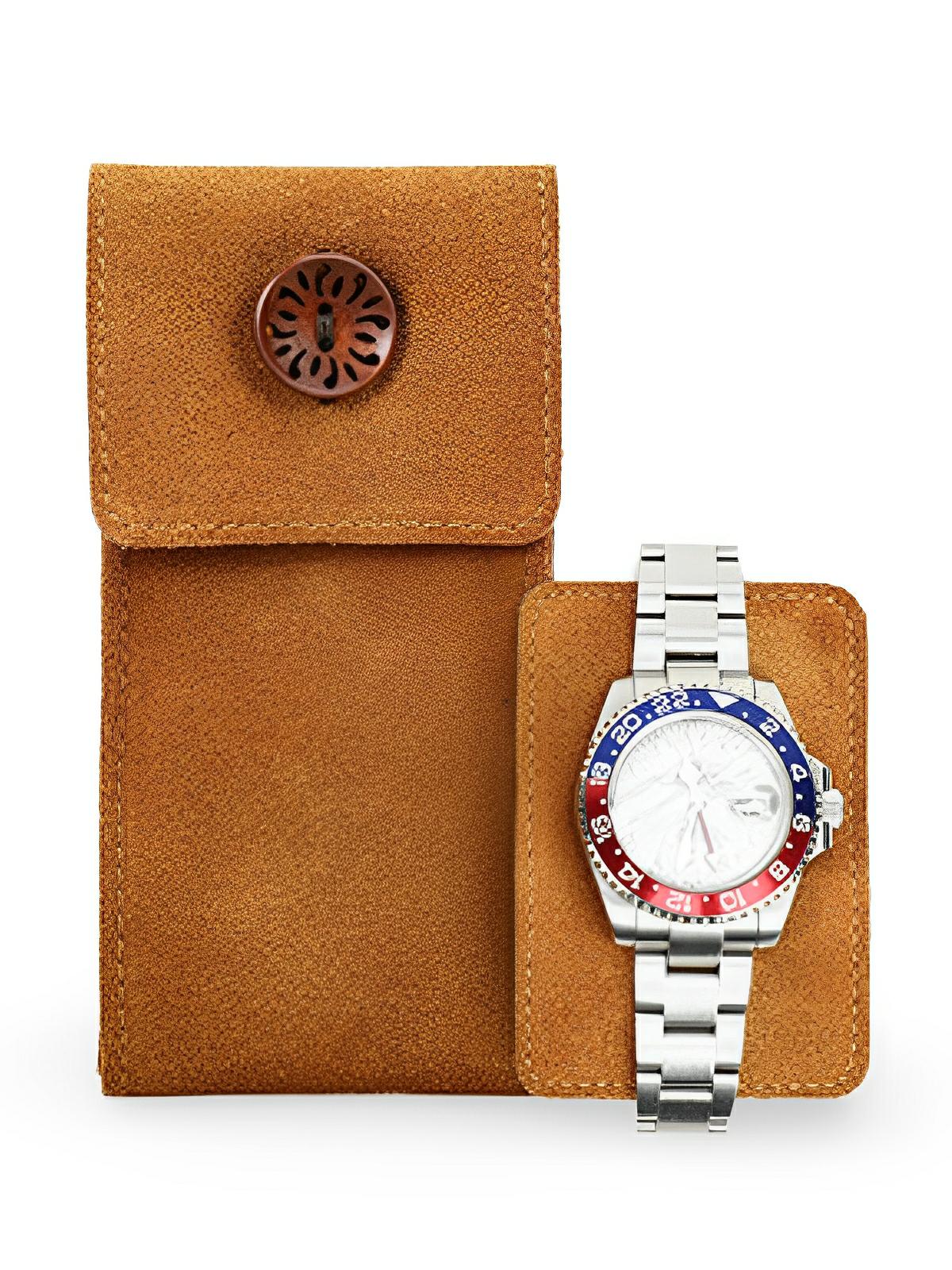 Pochette à montres, en cuir, rangement idéal, modèle Arsénius - Coffret - Camel