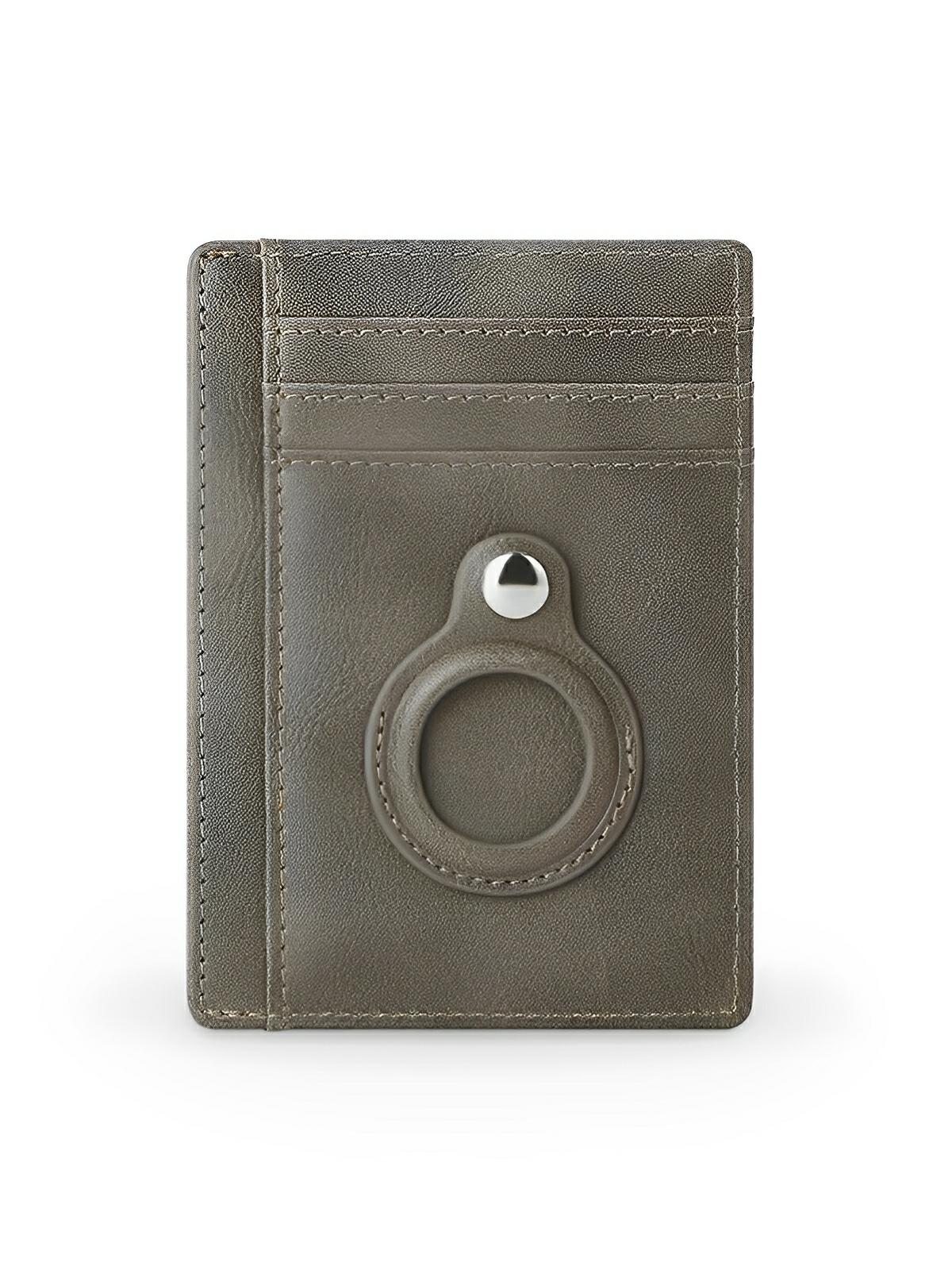 Porte - cartes avec emplacement pour AirTag, compact, ultra - fin, sécurité anti - vol, en simili vegan, plusieurs compartiments, modèle Casper - Porte - feuille - Gris