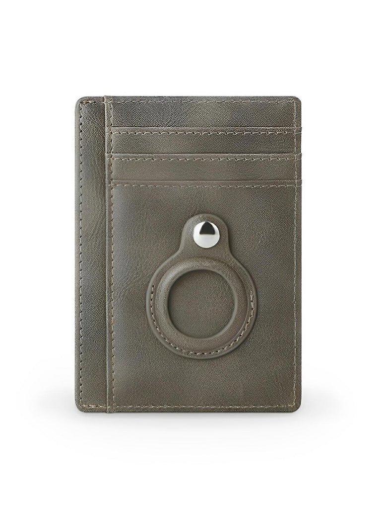 Porte - cartes avec emplacement pour AirTag, compact, ultra - fin, sécurité anti - vol, en simili vegan, plusieurs compartiments, modèle Casper - Porte - feuille - Gris