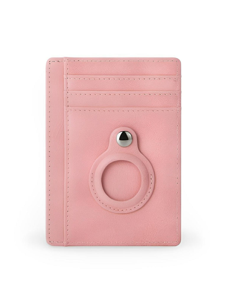 Porte - cartes avec emplacement pour AirTag, compact, ultra - fin, sécurité anti - vol, en simili vegan, plusieurs compartiments, modèle Casper - Porte - feuille - Rose