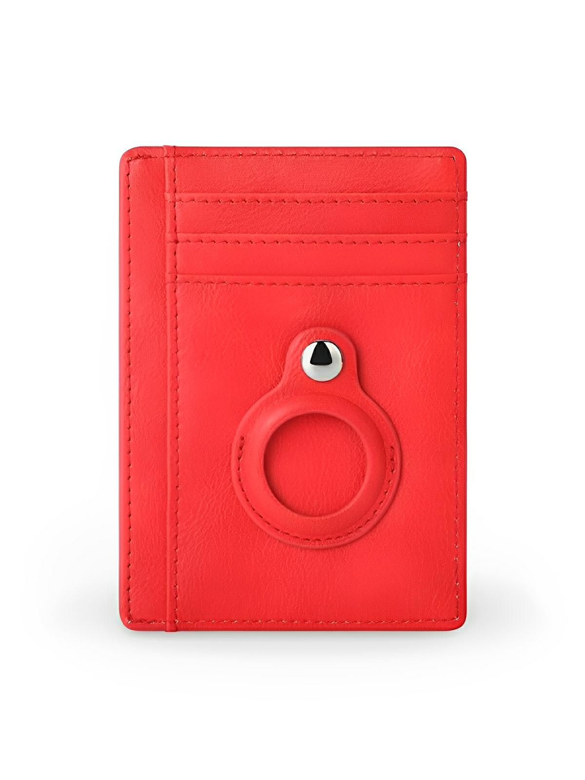Porte - cartes avec emplacement pour AirTag, compact, ultra - fin, sécurité anti - vol, en simili vegan, plusieurs compartiments, modèle Casper - Porte - feuille - Rouge
