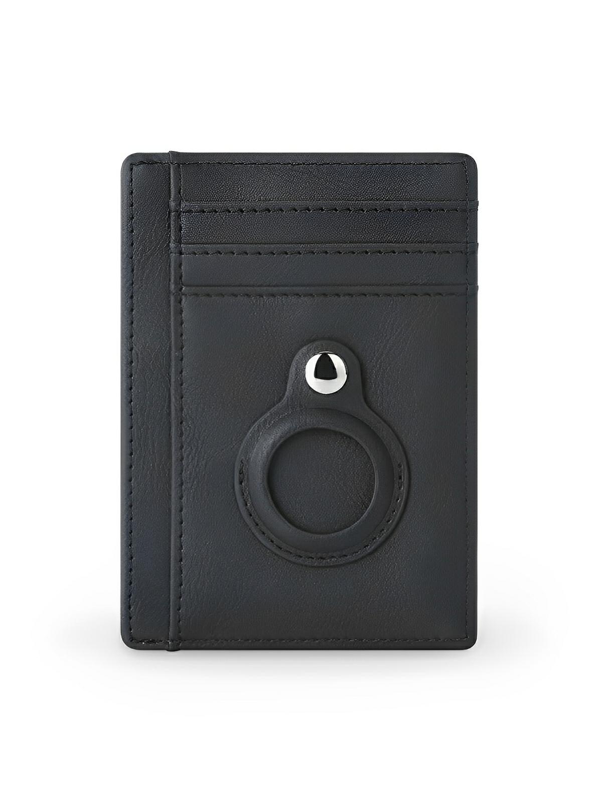 Porte - cartes avec emplacement pour AirTag, compact, ultra - fin, sécurité anti - vol, en simili vegan, plusieurs compartiments, modèle Casper - Porte - feuille - Noir