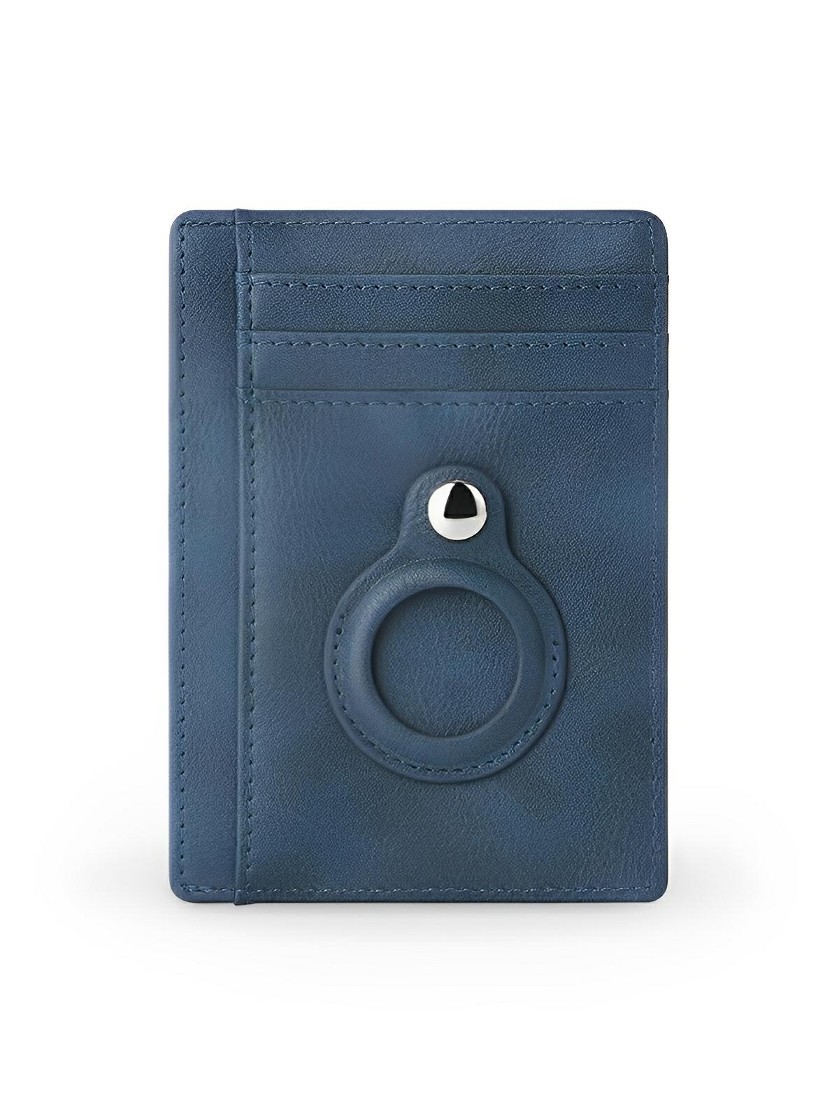 Porte - cartes avec emplacement pour AirTag, compact, ultra - fin, sécurité anti - vol, en simili vegan, plusieurs compartiments, modèle Casper - Porte - feuille - Bleu