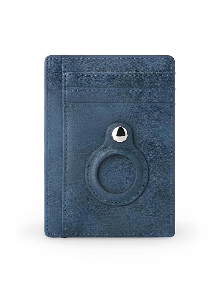 Porte - cartes avec emplacement pour AirTag, compact, ultra - fin, sécurité anti - vol, en simili vegan, plusieurs compartiments, modèle Casper - Porte - feuille - Bleu