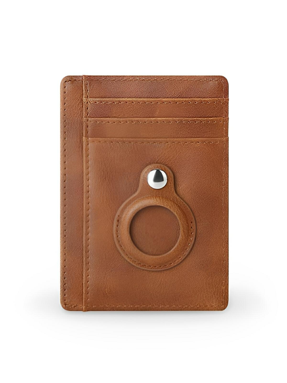 Porte - cartes avec emplacement pour AirTag, compact, ultra - fin, sécurité anti - vol, en simili vegan, plusieurs compartiments, modèle Casper - Porte - feuille - Marron