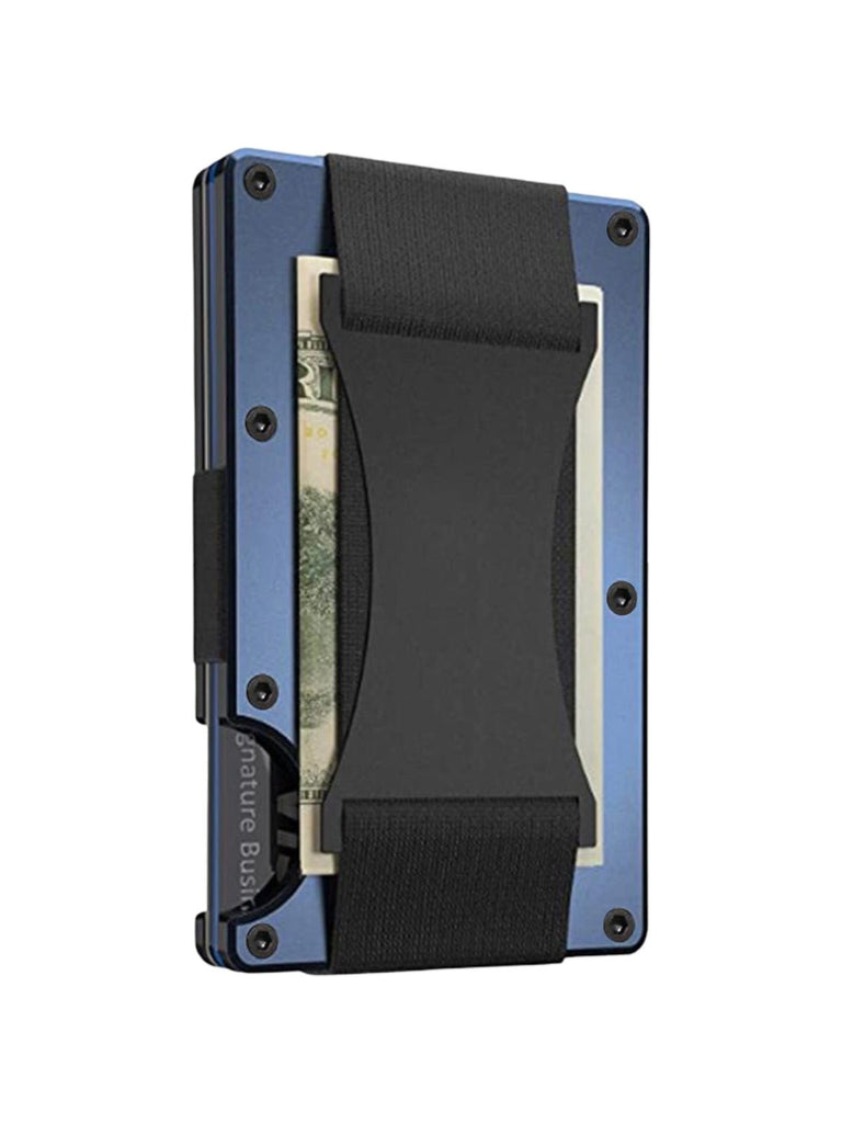 Porte - cartes rigide homme, ultra mince, RFID sécurisé, en aluminium, design moderne, grande capacité, modèle Stan - Porte - feuille - Bleu