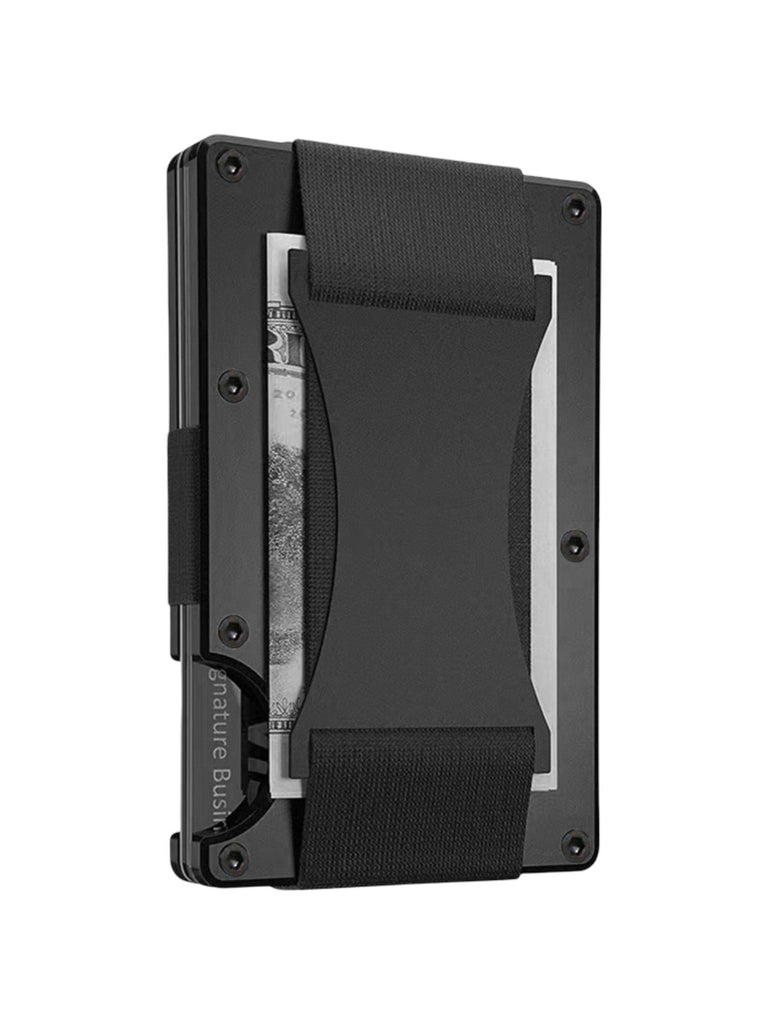 Porte - cartes rigide homme, ultra mince, RFID sécurisé, en aluminium, design moderne, grande capacité, modèle Stan - Porte - feuille - Noir