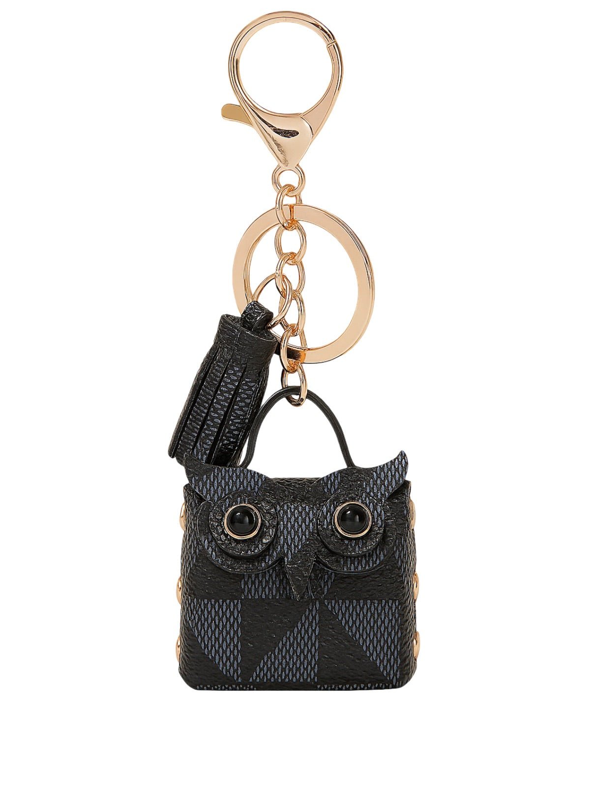 Porte - clés hibou, mini sac fantaisie, bijou de sac original, breloque tendance, accessoire sac à main, modèle Boubou - Noir