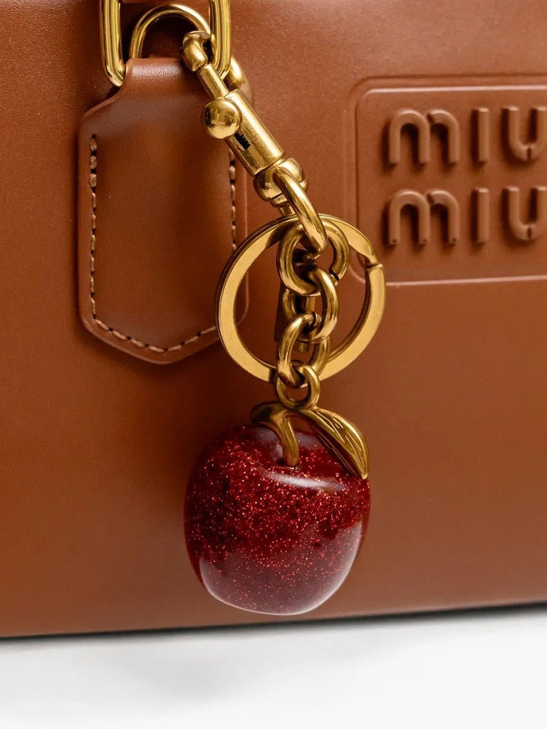 Porte - clés pomme rouge, bijou de sac, breloque brillante, accessoire tendance, pendentif sac, modèle Adèle - Rouge