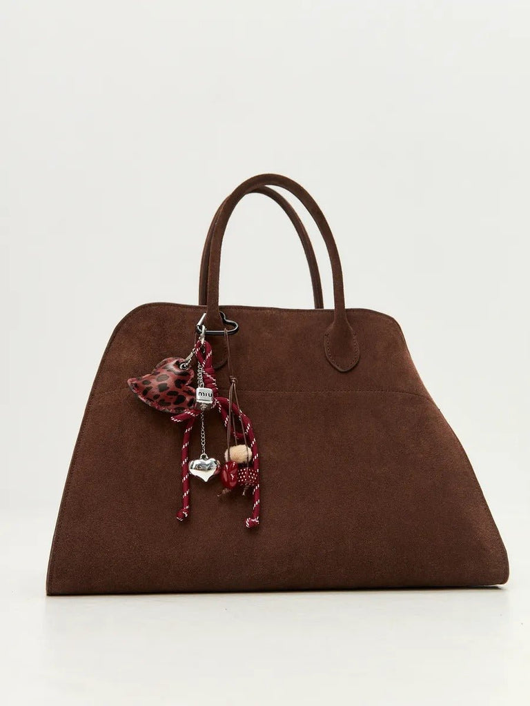 Porte - clés sac cœur léopard, bijou fantaisie, breloques peluche, nœud décoratif, attache mousqueton, modèle Savana - Rouge