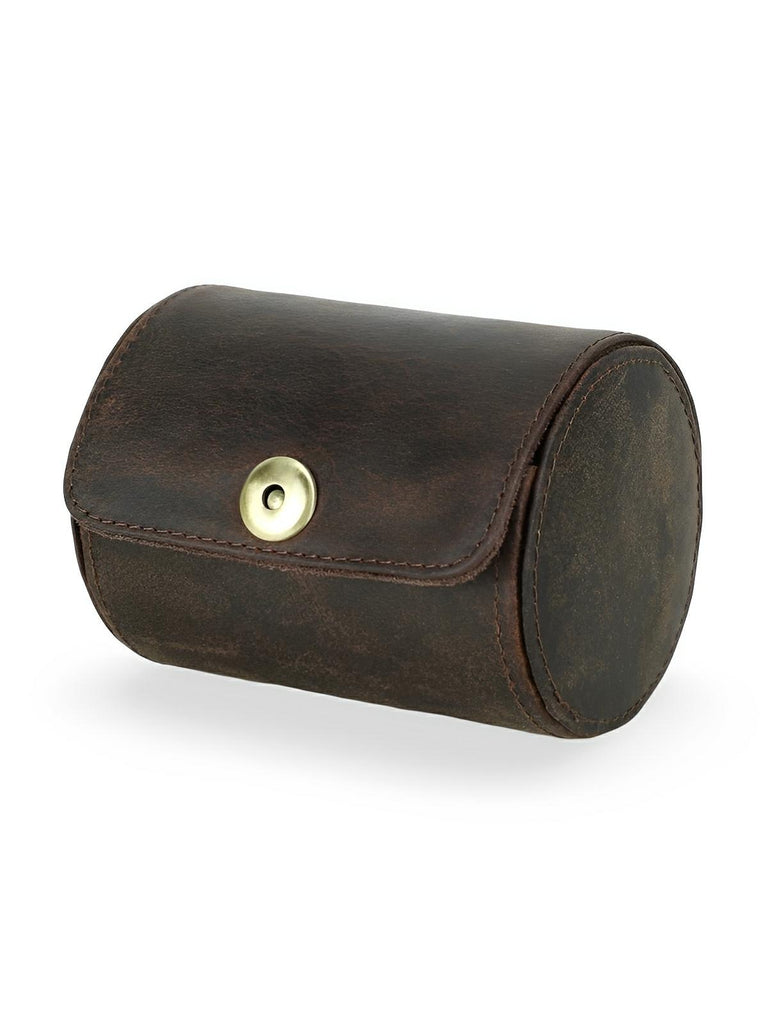 Porte cravate, en cuir, idéal pour voyager, modèle Olivien - Coffret - Café