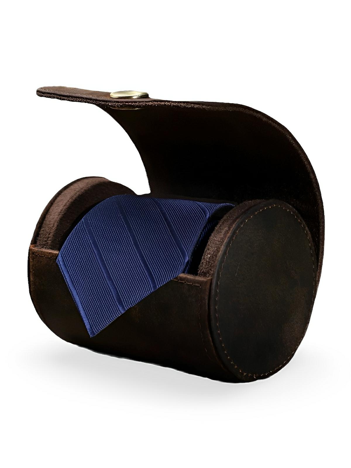 Porte cravate, en cuir, idéal pour voyager, modèle Olivien - Coffret - Café
