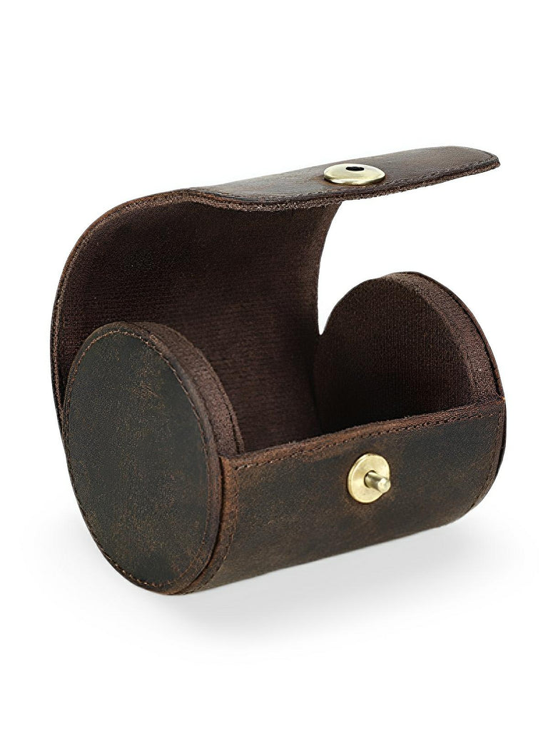 Porte cravate, en cuir, idéal pour voyager, modèle Olivien - Coffret - Café